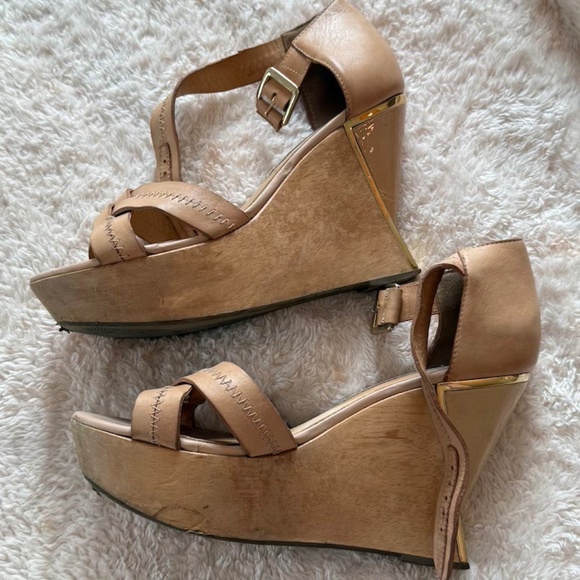 DIANE von FURSTENBERG ALARA Natural Leather Designer Platform Sandal Size 8 - Picture 1 of 15